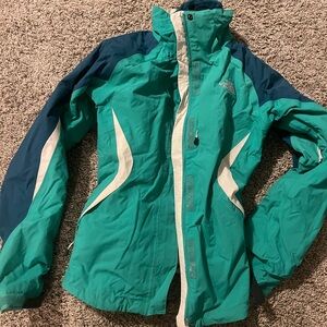 The North Face Women's Teal and Dark Blue Ski Jacket